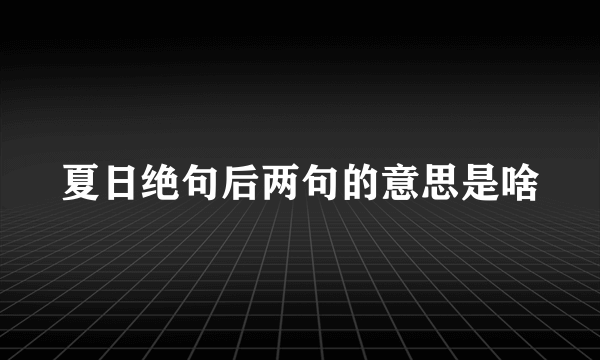 夏日绝句后两句的意思是啥
