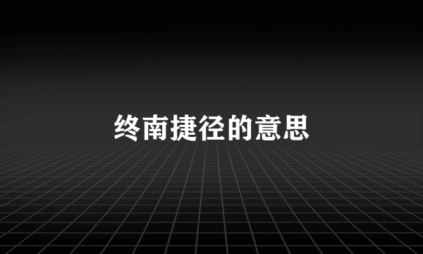 终南捷径的意思