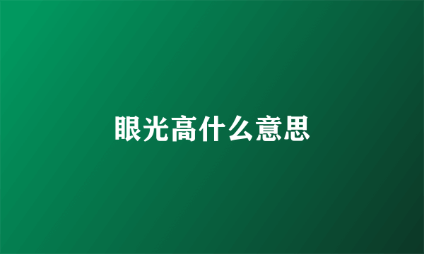 眼光高什么意思