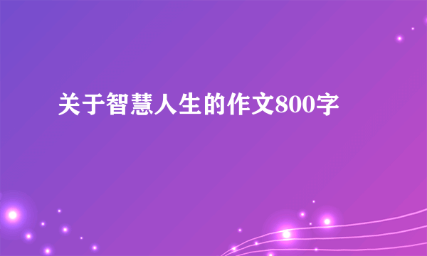 关于智慧人生的作文800字