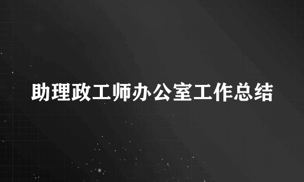助理政工师办公室工作总结