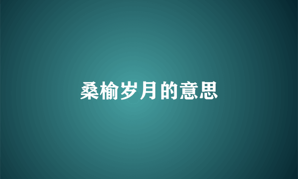 桑榆岁月的意思