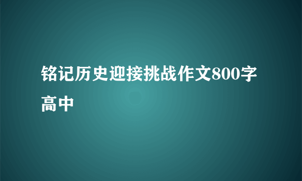 铭记历史迎接挑战作文800字高中