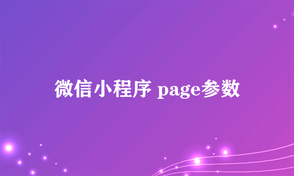 微信小程序 page参数