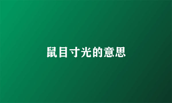 鼠目寸光的意思