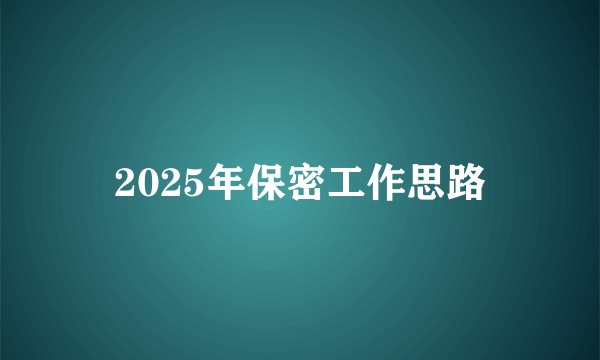 2025年保密工作思路