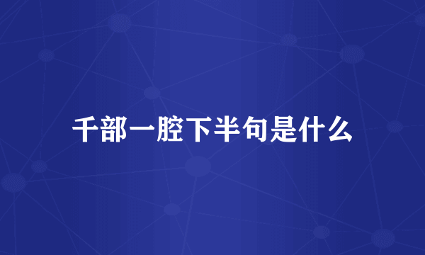 千部一腔下半句是什么