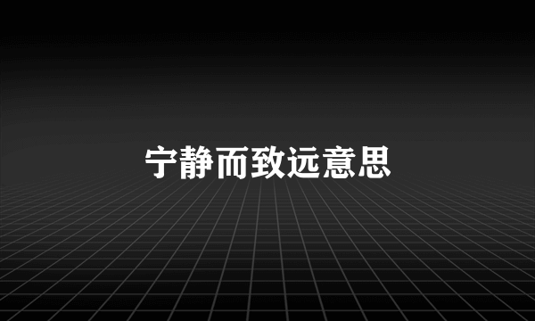 宁静而致远意思