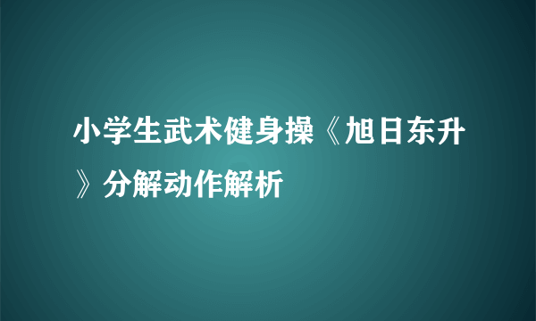 小学生武术健身操《旭日东升》分解动作解析