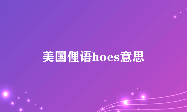 美国俚语hoes意思