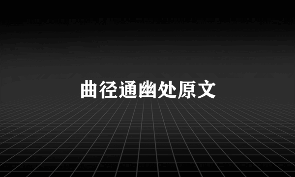 曲径通幽处原文