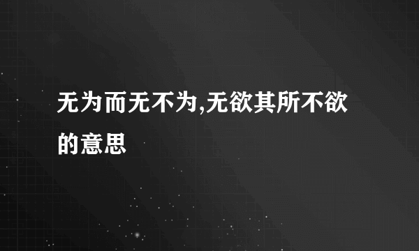 无为而无不为,无欲其所不欲的意思