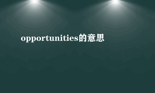 opportunities的意思