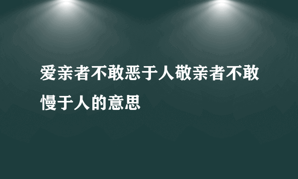 爱亲者不敢恶于人敬亲者不敢慢于人的意思