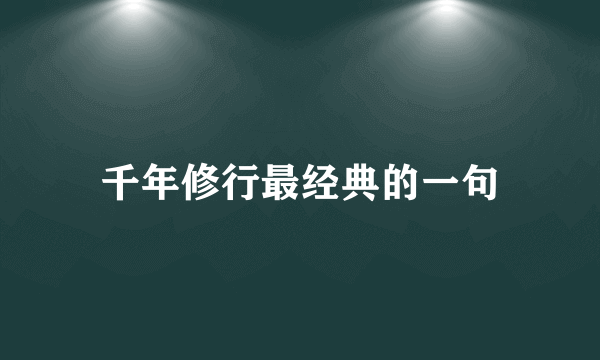 千年修行最经典的一句