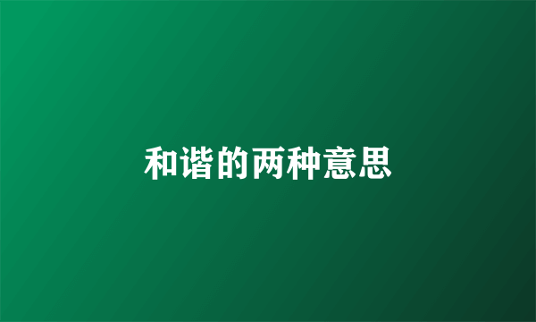 和谐的两种意思