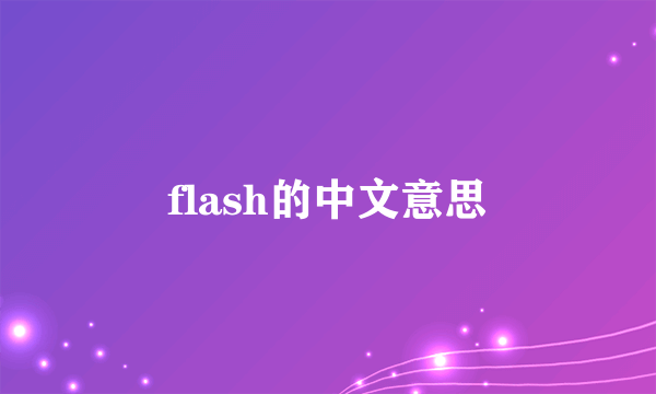 flash的中文意思