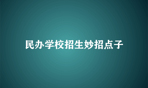 民办学校招生妙招点子
