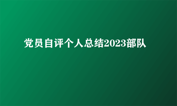 党员自评个人总结2023部队