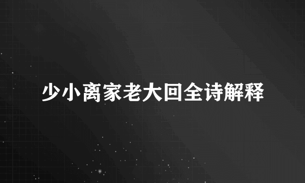 少小离家老大回全诗解释