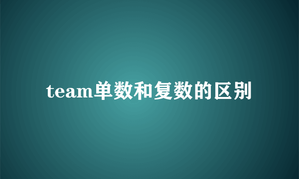 team单数和复数的区别