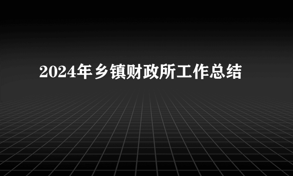 2024年乡镇财政所工作总结