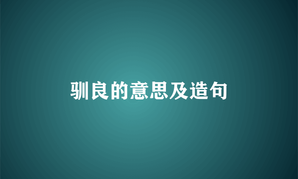 驯良的意思及造句