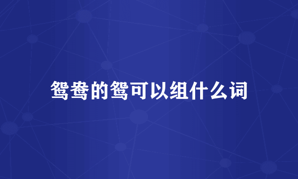 鸳鸯的鸳可以组什么词