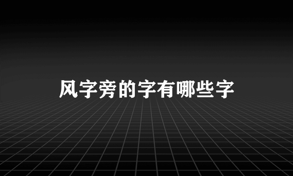 风字旁的字有哪些字