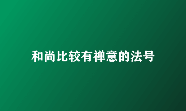 和尚比较有禅意的法号