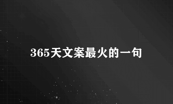 365天文案最火的一句