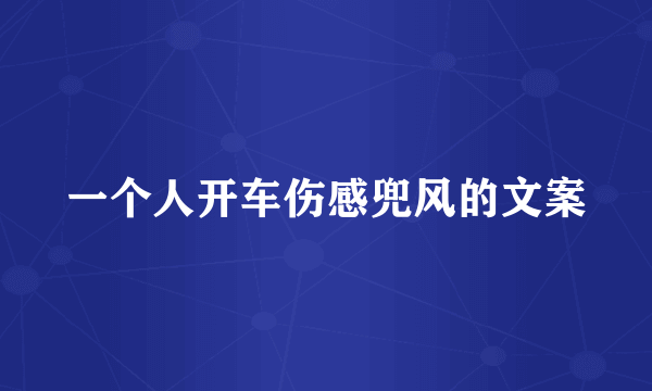一个人开车伤感兜风的文案