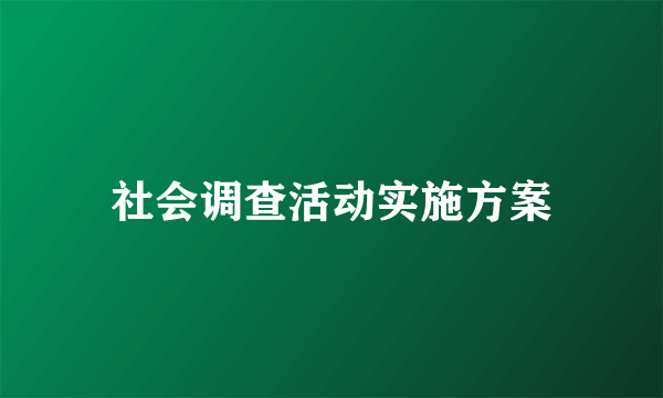 社会调查活动实施方案