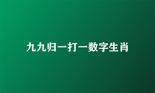 九九归一打一数字生肖