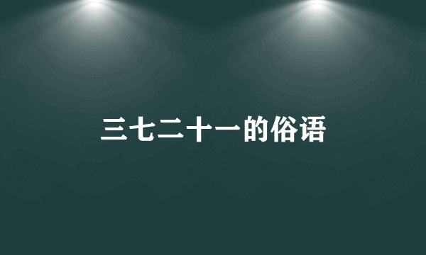 三七二十一的俗语