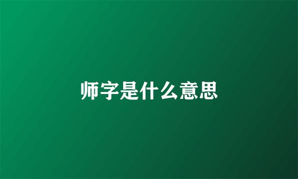 师字是什么意思