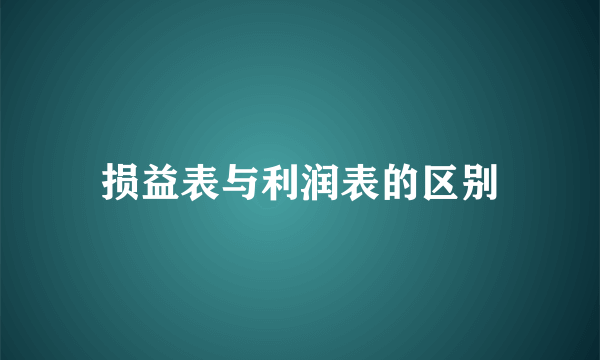 损益表与利润表的区别