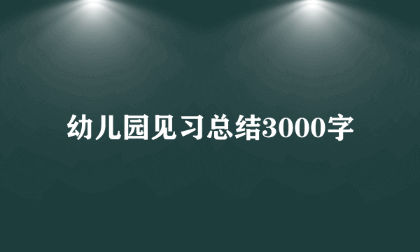 幼儿园见习总结3000字