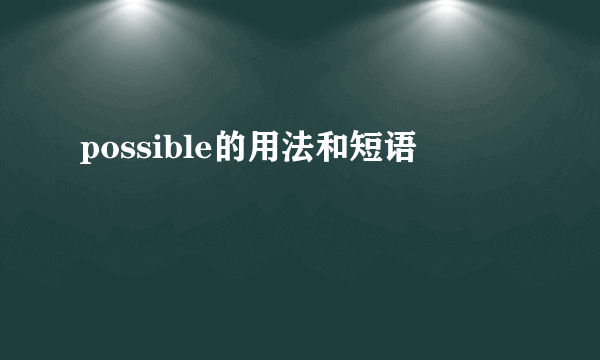 possible的用法和短语