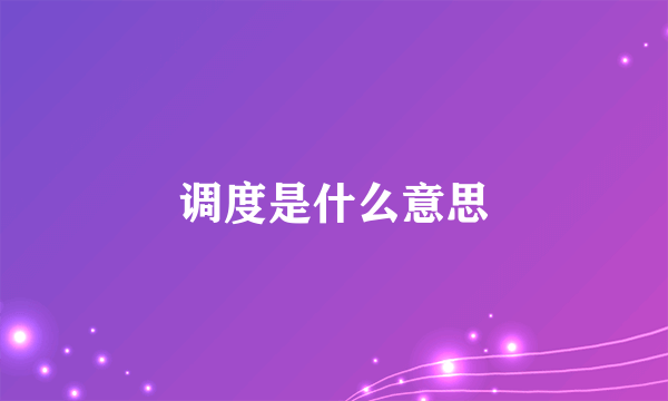调度是什么意思