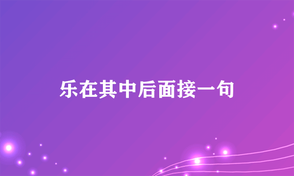 乐在其中后面接一句