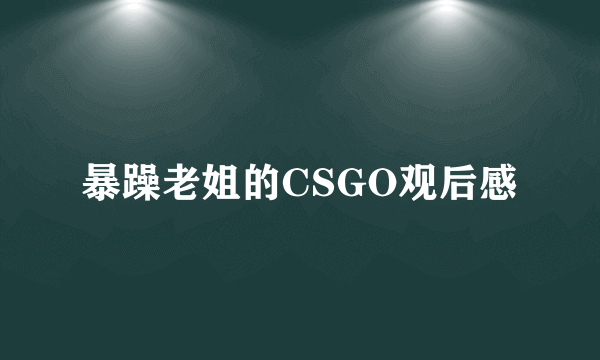 暴躁老姐的CSGO观后感