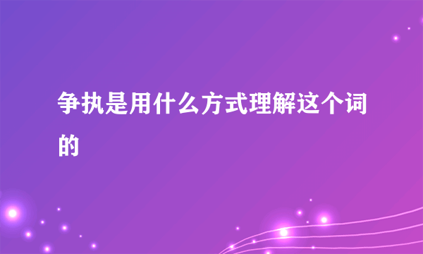 争执是用什么方式理解这个词的