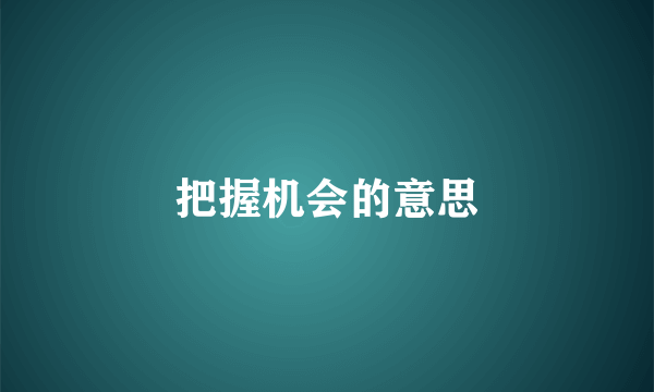 把握机会的意思