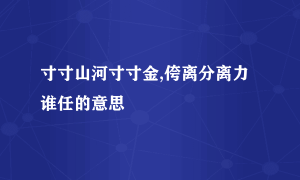 寸寸山河寸寸金,侉离分离力谁任的意思