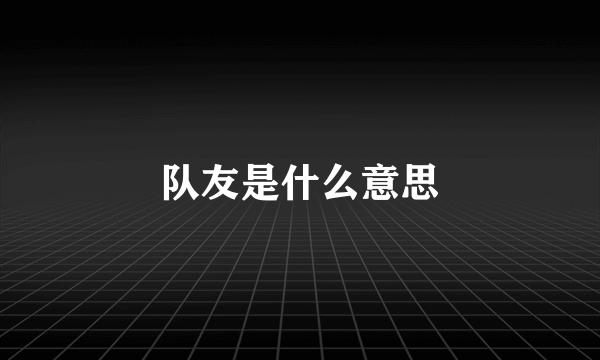 队友是什么意思