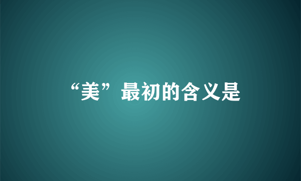 “美”最初的含义是
