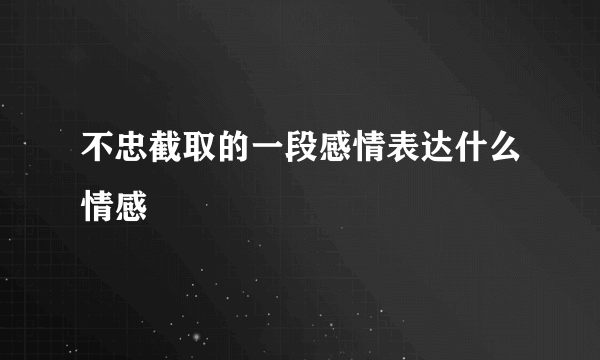 不忠截取的一段感情表达什么情感
