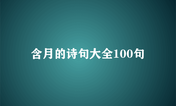 含月的诗句大全100句