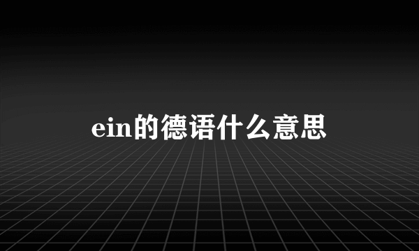 ein的德语什么意思